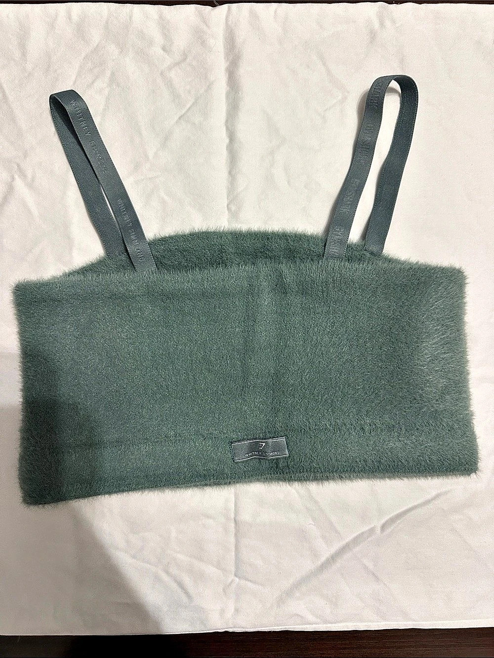 Gymshark Whitney Simmons Collab Green Fuzzy Crop Top NWOT